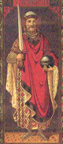 هانري دوم كره ( ا'رب) زرين امپرتوري مقدس را در دست چپ گرفته است