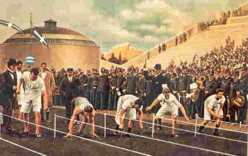 بازي هاي المپيك 1896 به اين صورت با مسابقه دو صدمتر آغاز شد