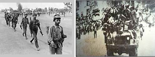 خمرها به اين صورت 16 و 17 آوريل سال 1975 وارد شهر پنوم پن شدند. بسياري از افراد مسلح خمر را نوجوانان تشكيل مي دادند 